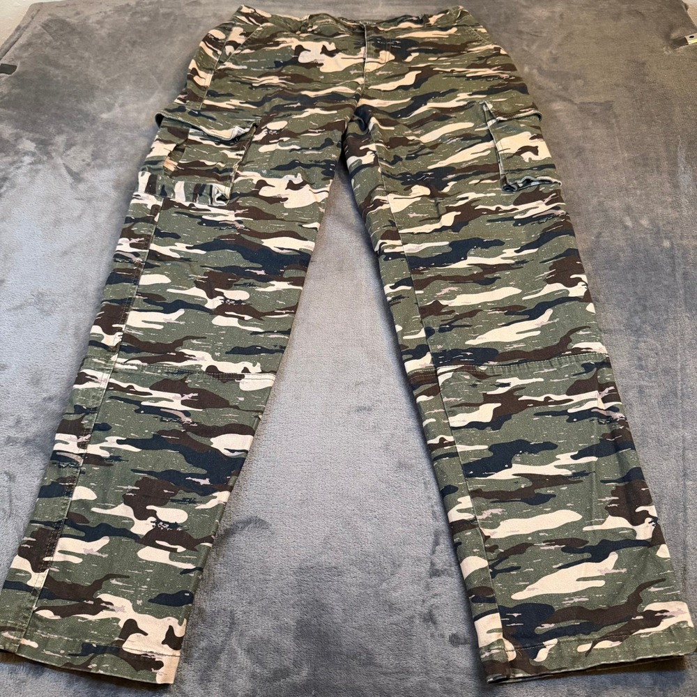 Forever 21 Tiger Stripe Camo‎ Cargo Pants Mens 31 Green Stretch Utility